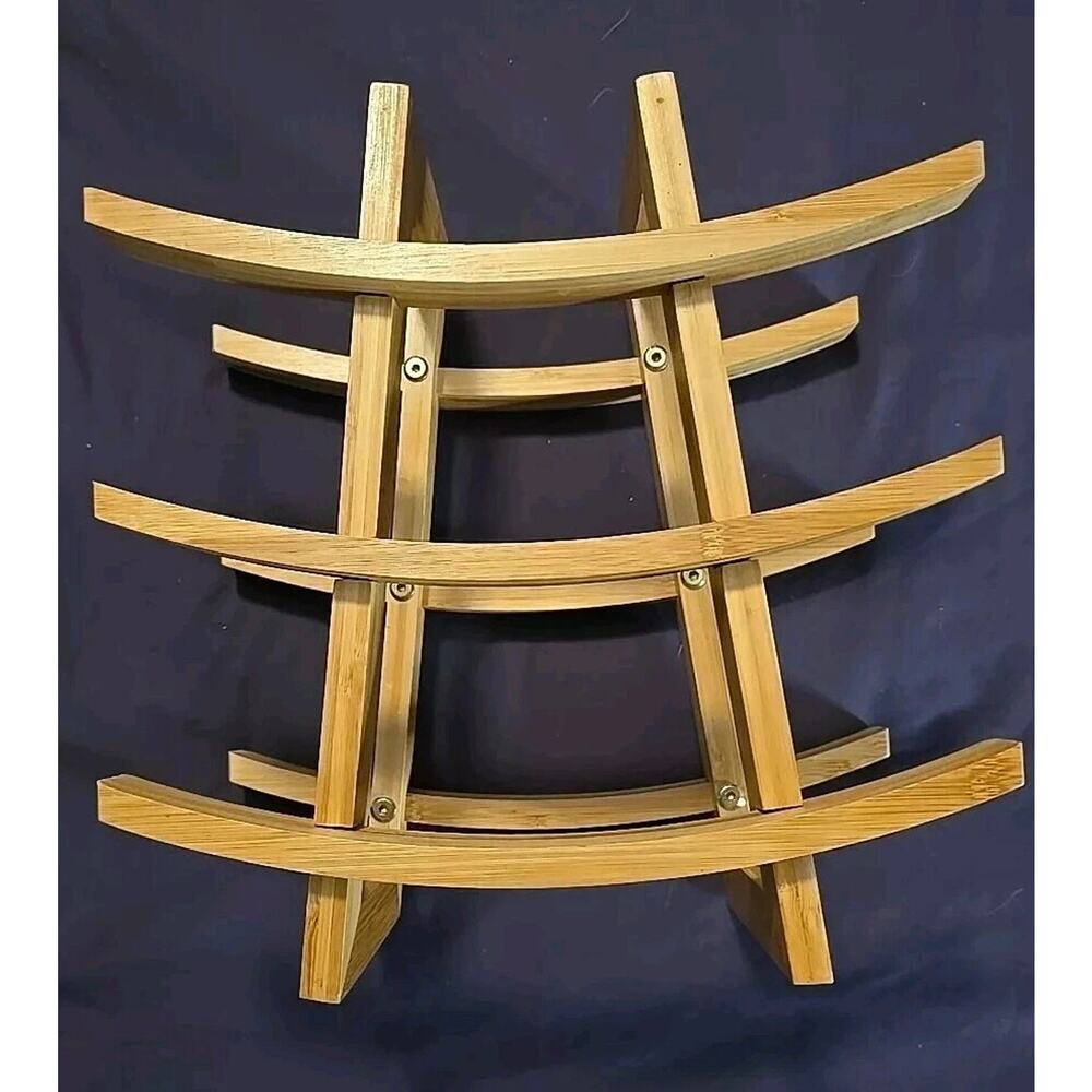 9 Wine Bottle Bamboo Wine Rack Natural Finish Countertop Model Assembled